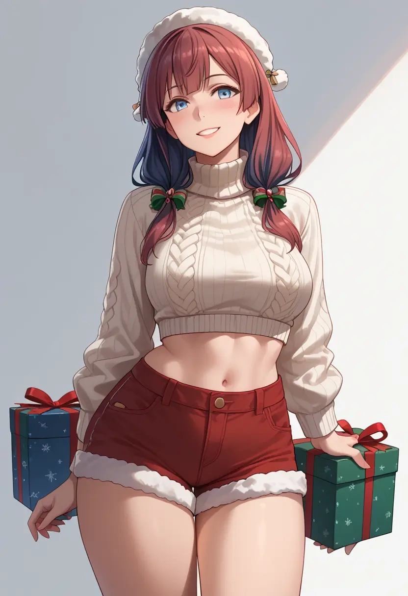 kantai_collection,ark_royal_(kancolle),Christmas,red velvet shorts,turtleneck sweater  - 