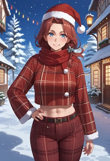 kantai_collection,ark_royal_(kancolle),Christmas,plaid trousers  - AI generated anime art