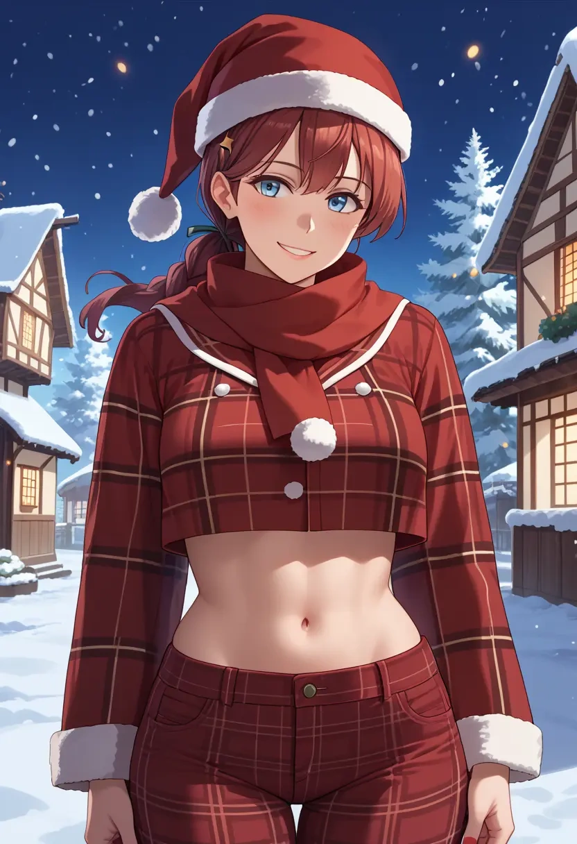 kantai_collection,ark_royal_(kancolle),Christmas,plaid trousers  - 