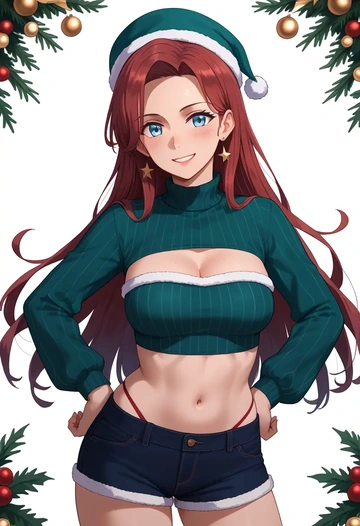 kantai_collection,ark_royal_(kancolle),Christmas,red velvet shorts  - AI generated anime art