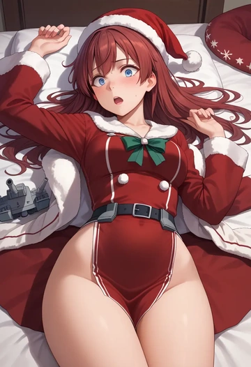 kantai_collection,ark_royal_(kancolle),Christmas,red velvet dress  - AI generated anime art