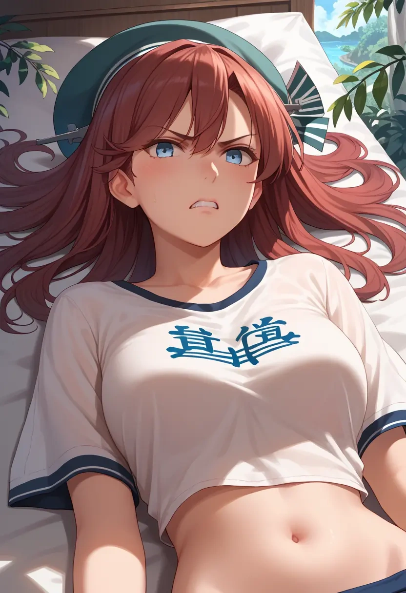 kantai_collection,ark_royal_(kancolle),crop graffiti tee,dolphin shorts  - 