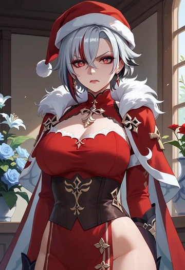 genshin_impact,arlecchino_(genshin_impact),Christmas,red velvet dress  - AI generated anime art