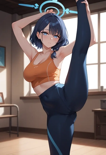 blue_archive,arona's_sensei_doodle_(blue_archive),yoga, standing split,sexy,  - AI generated anime art