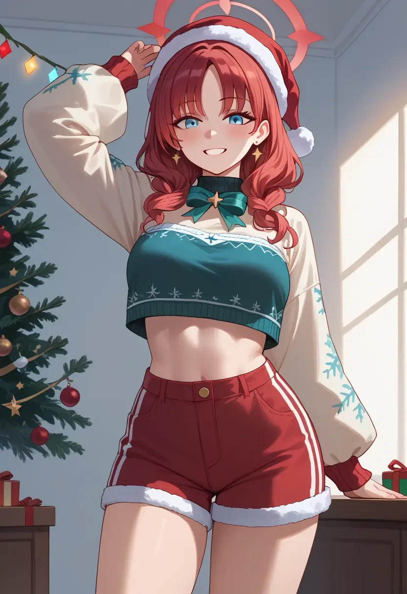 blue_archive,arona's_sensei_doodle_(blue_archive),Christmas,red velvet shorts  - 