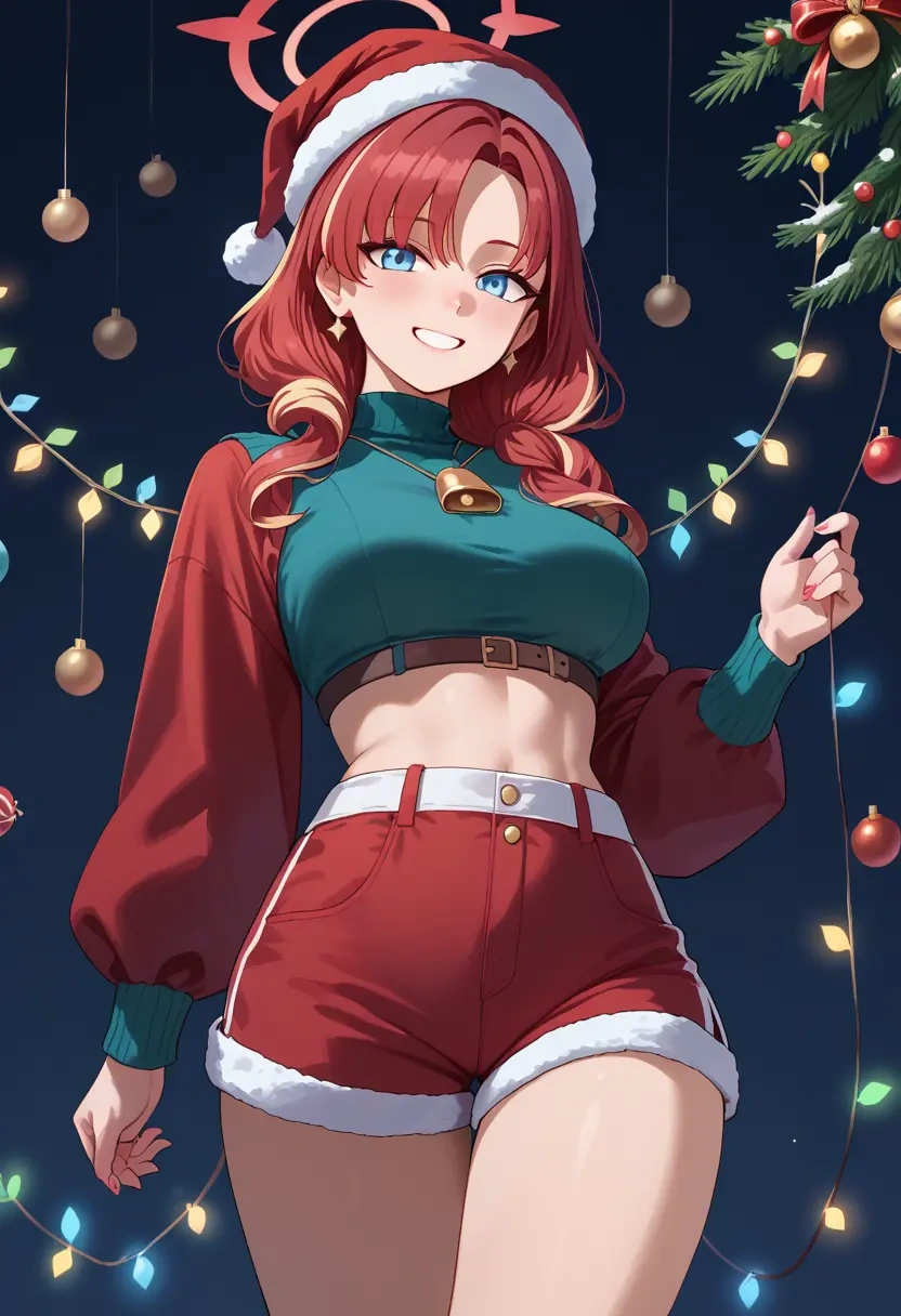 blue_archive,arona's_sensei_doodle_(blue_archive),Christmas,red velvet shorts  - 