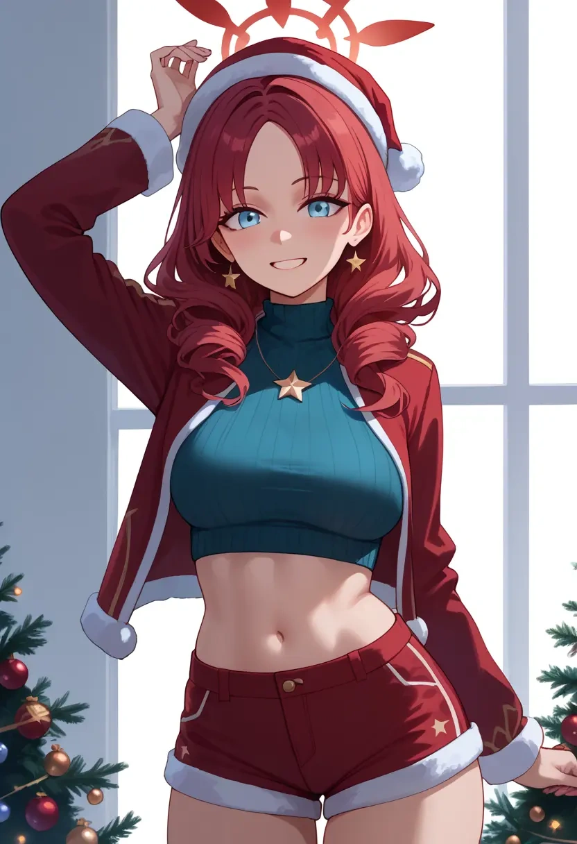 blue_archive,arona's_sensei_doodle_(blue_archive),Christmas,red velvet shorts  - 