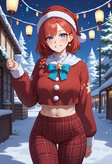 blue_archive,arona_(blue_archive),Christmas,plaid trousers  - AI generated anime art