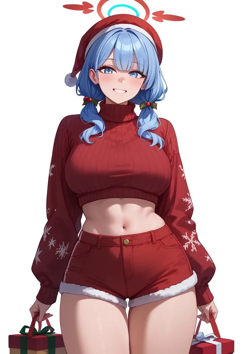 blue_archive,arona_(blue_archive),Christmas,red velvet shorts,turtleneck sweater  - 