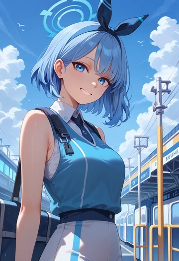 blue_archive,arona_(blue_archive),sports vest,capri leggings  - AI generated anime art