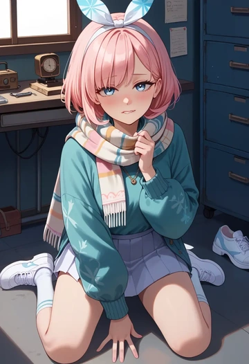 blue_archive,arona_(blue_archive),spring,student uniform,knit sweater  - AI generated anime art