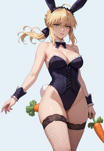 fate_(series),artoria_caster_(fate),bunny girl, sexy,stockings  - AI generated anime art