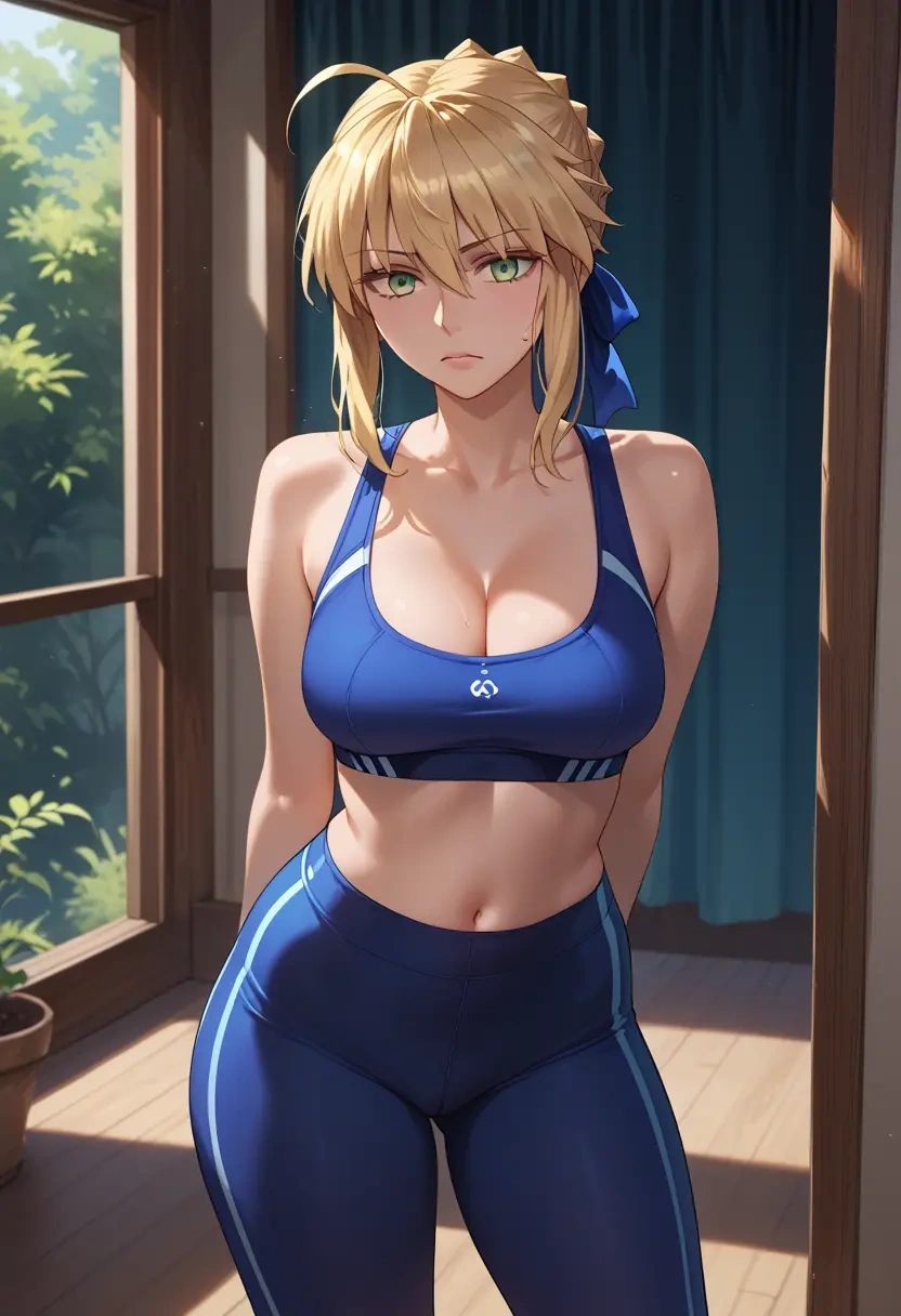 fate_(series),artoria_caster_(fate),yoga shorts, bra  - 