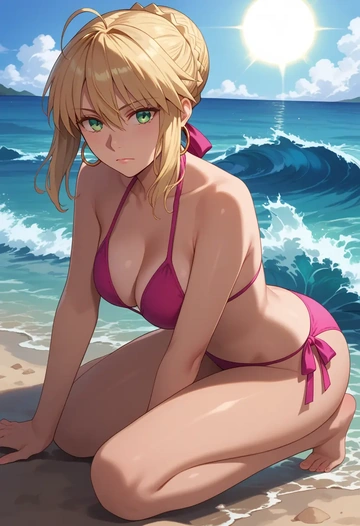 fate_(series),artoria_caster_(fate),bikini  - AI generated anime art