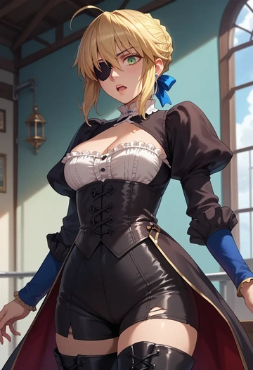 fate_(series),artoria_caster_(fate),pirate  - AI generated anime art