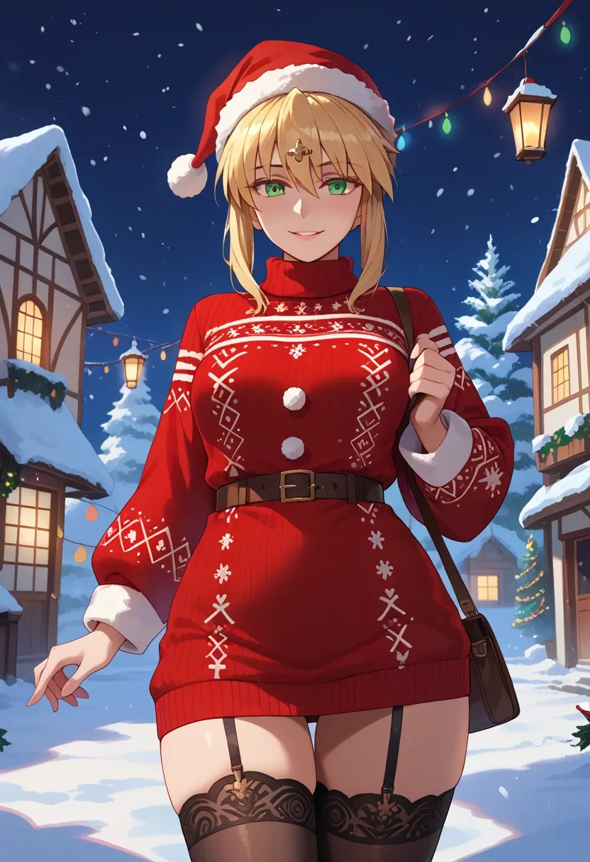 fate_(series),artoria_caster_(fate),sweater,stockings,Thigh garters  - 