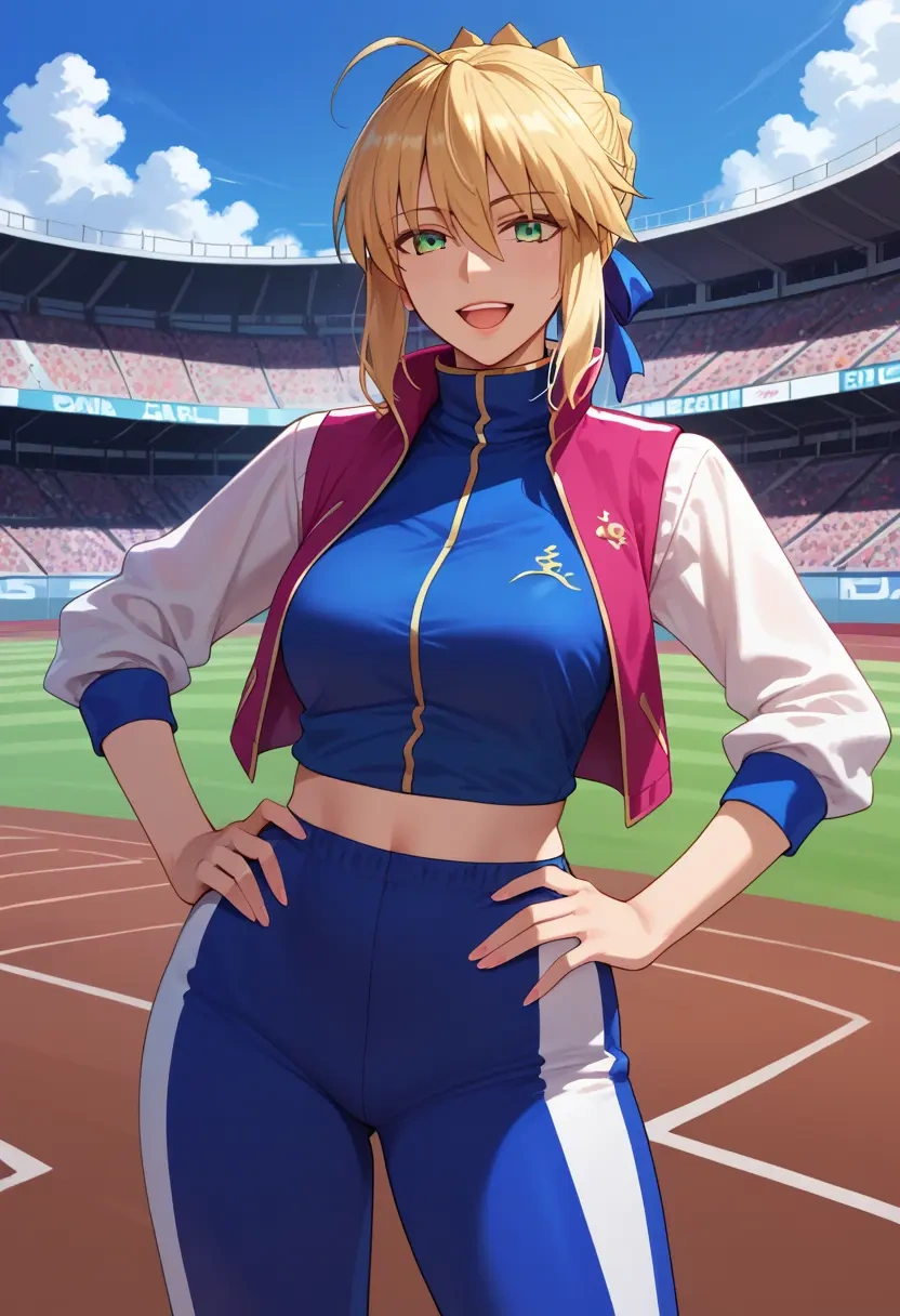 fate_(series),artoria_caster_(fate),vest,quilted,jogger pants  - 