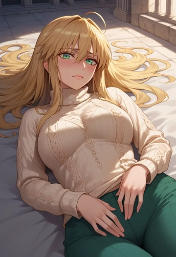 fate_(series),artoria_caster_(fate),sweater  - AI generated anime art