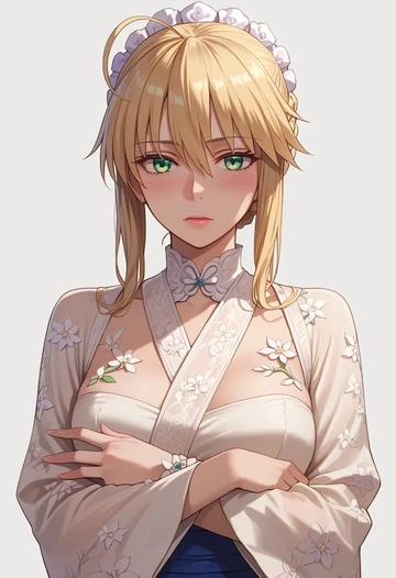 fate_(series),artoria_caster_(fate),kimono,silk,wide-leg trousers  - AI generated anime art