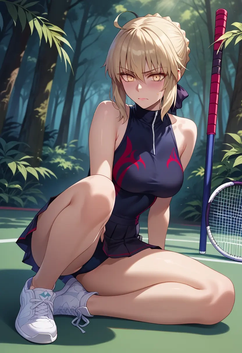 fate_(series),artoria_pendragon_(alter_swimsuit_rider)_(fate),tennis skirt  - 