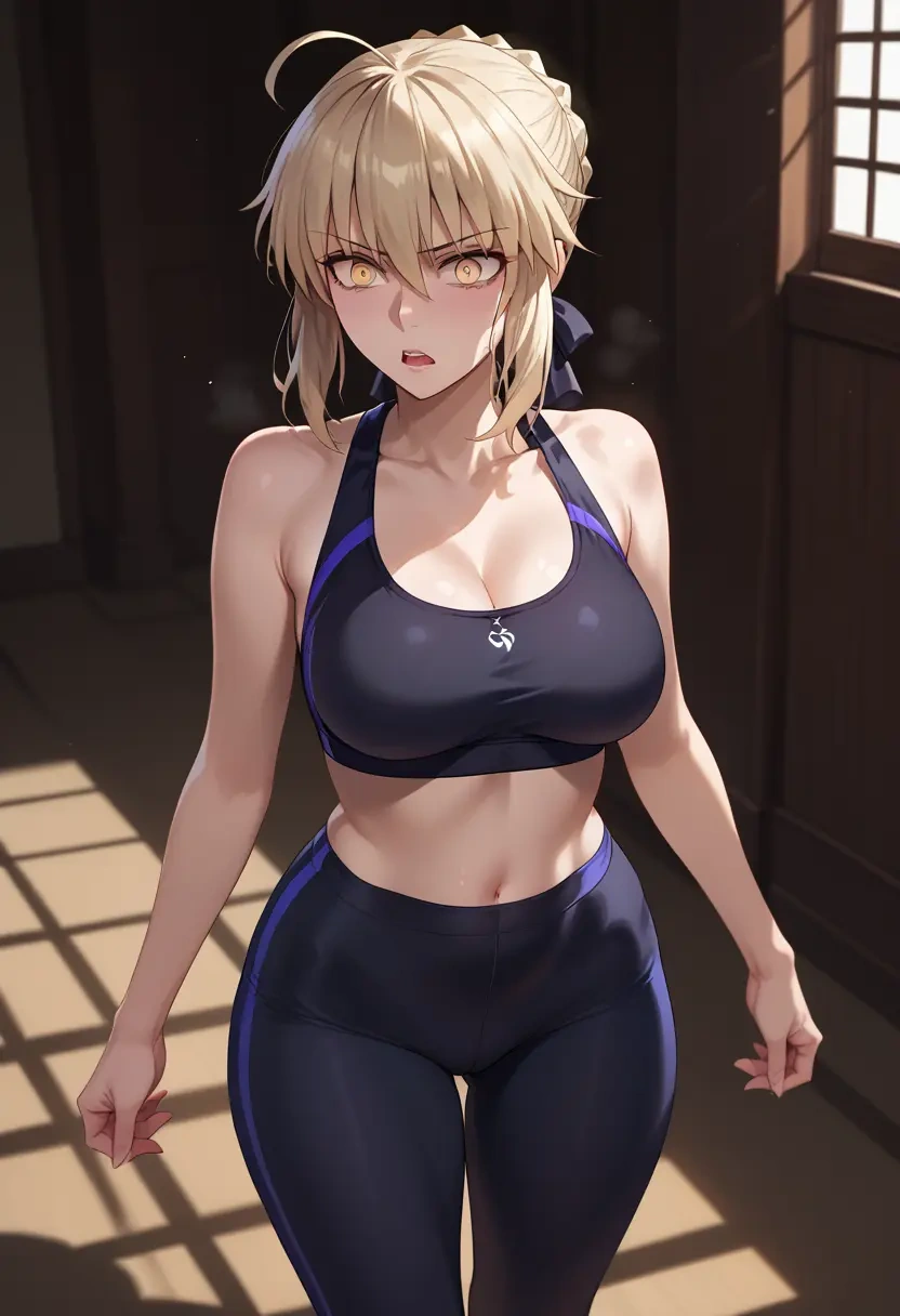 fate_(series),artoria_pendragon_(alter_swimsuit_rider)_(fate),yoga shorts, bra  - 