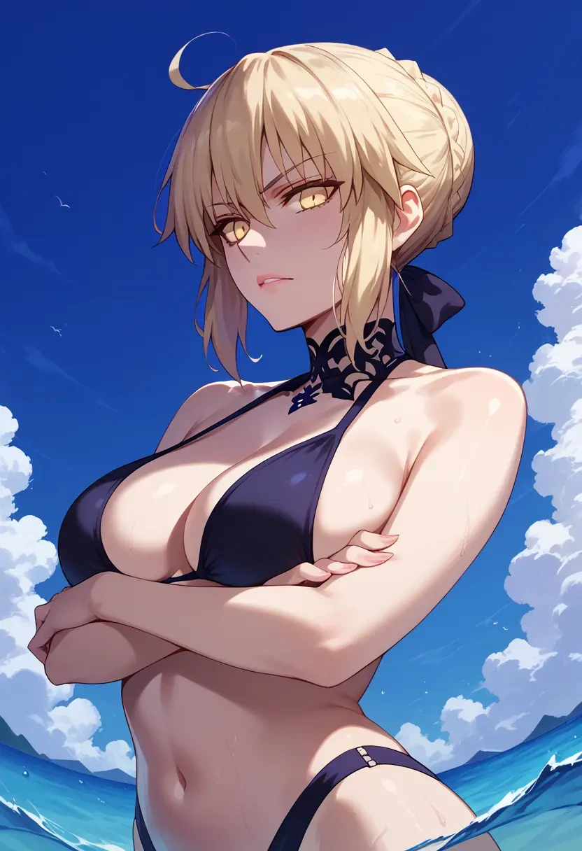 fate_(series),artoria_pendragon_(alter_swimsuit_rider)_(fate),graphic tee,dolphin shorts  - 