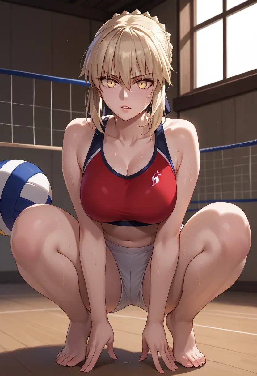 fate_(series),artoria_pendragon_(alter_swimsuit_rider)_(second_ascension)_(fate),volleyball uniform  - 