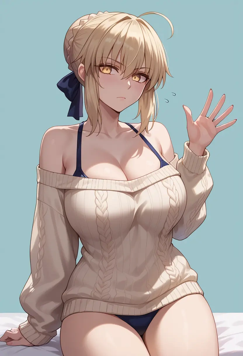 fate_(series),artoria_pendragon_(alter_swimsuit_rider)_(second_ascension)_(fate),sweater  - 