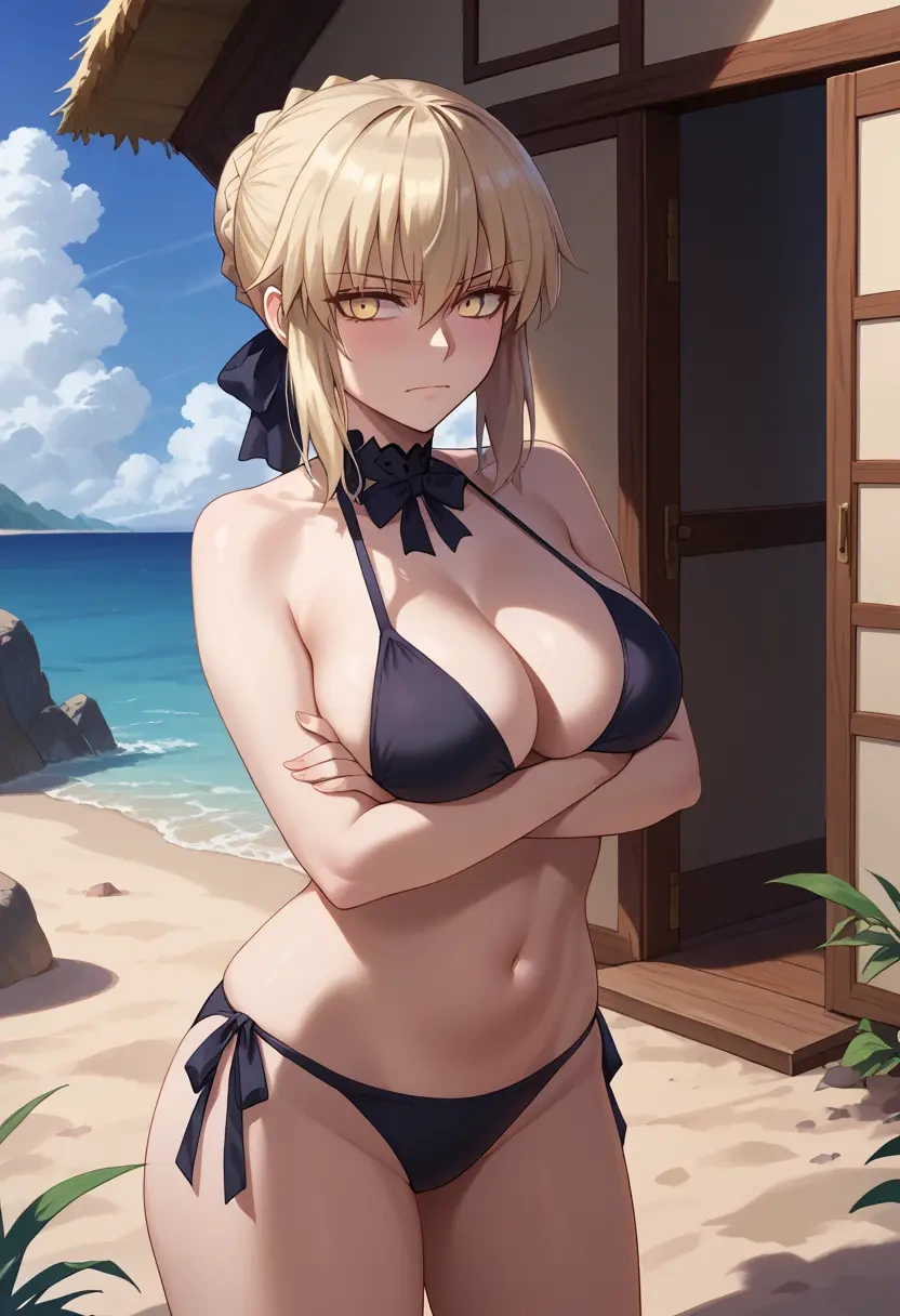 fate_(series),artoria_pendragon_(alter_swimsuit_rider)_(second_ascension)_(fate),black bikini  - 