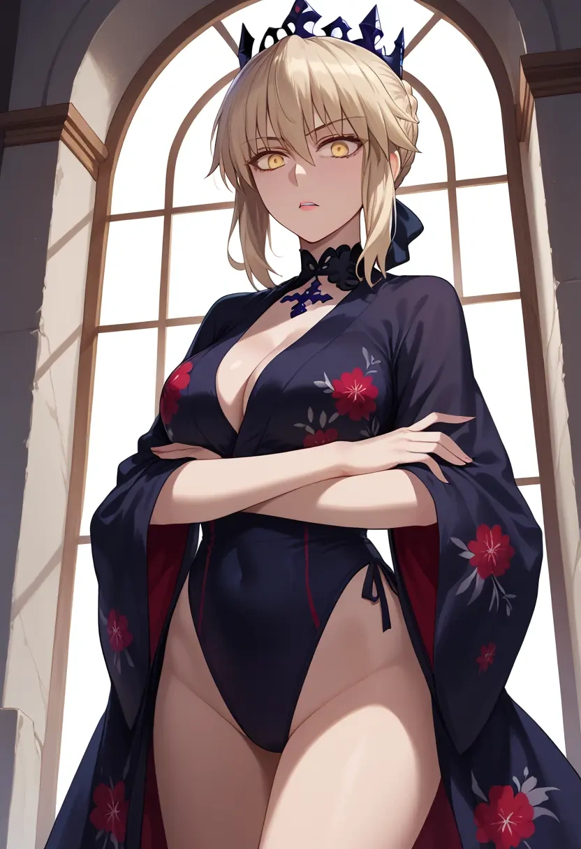 fate_(series),artoria_pendragon_(alter_swimsuit_rider)_(second_ascension)_(fate),kimono,silk,wide-leg trousers  - 