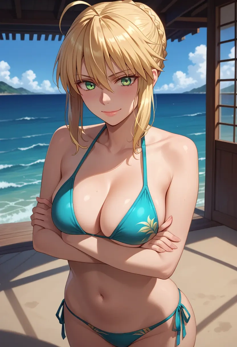 fate_(series),artoria_pendragon_(fate),bikini,rainbow-colored,sexy  - 