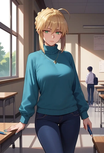 fate_(series),artoria_pendragon_(fate),teacher  - AI generated anime art