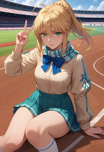 fate_(series),artoria_pendragon_(fate),spring,student uniform,blouse  - AI generated anime art