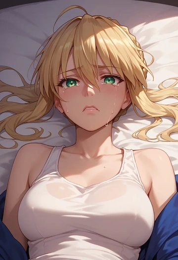 fate_(series),artoria_pendragon_(fate),tank top,drawstring pants  - AI generated anime art