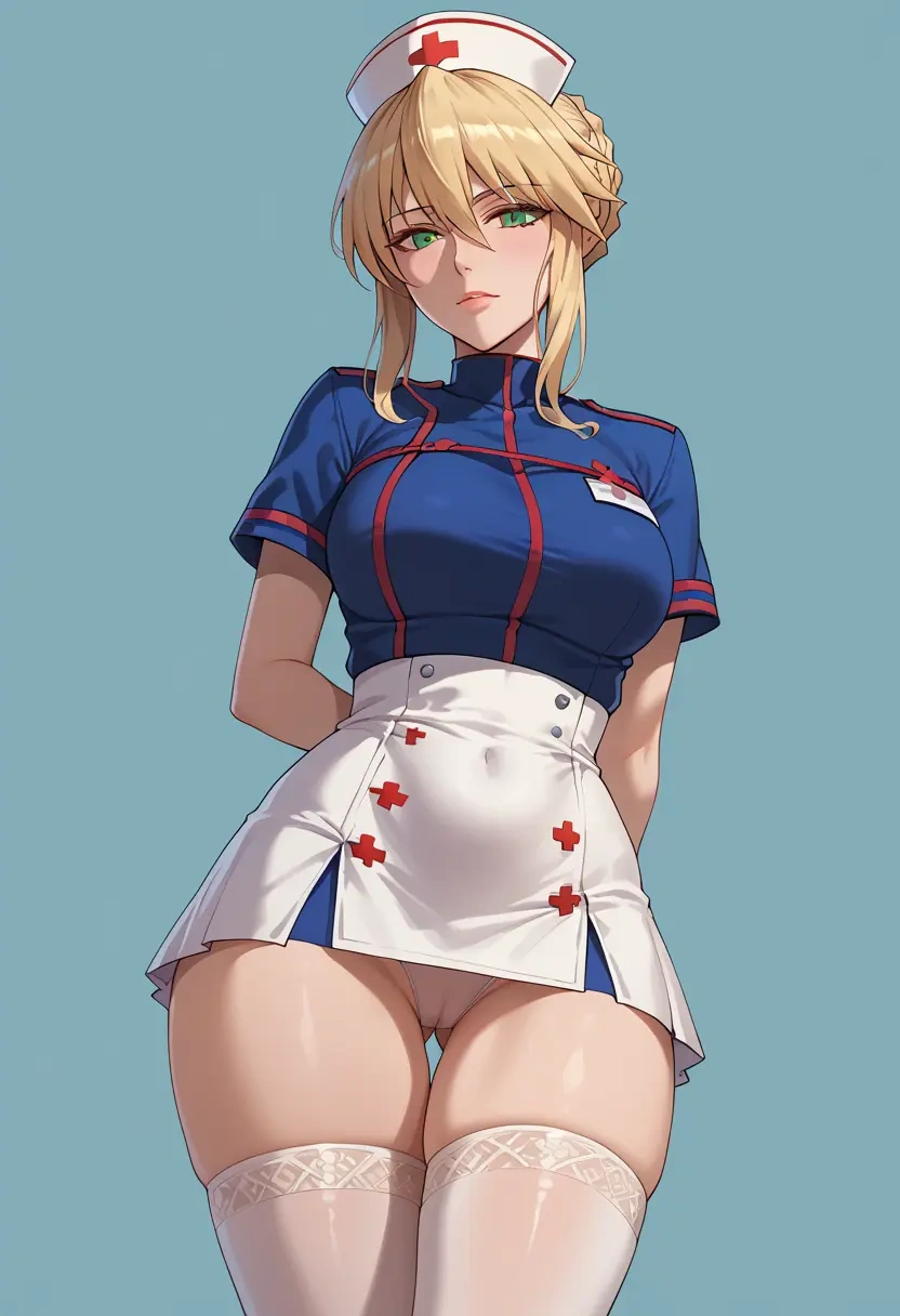 fate_(series),artoria_pendragon_(lancer)_(fate),nurse pantyhose,mini skirt, sexy  - 