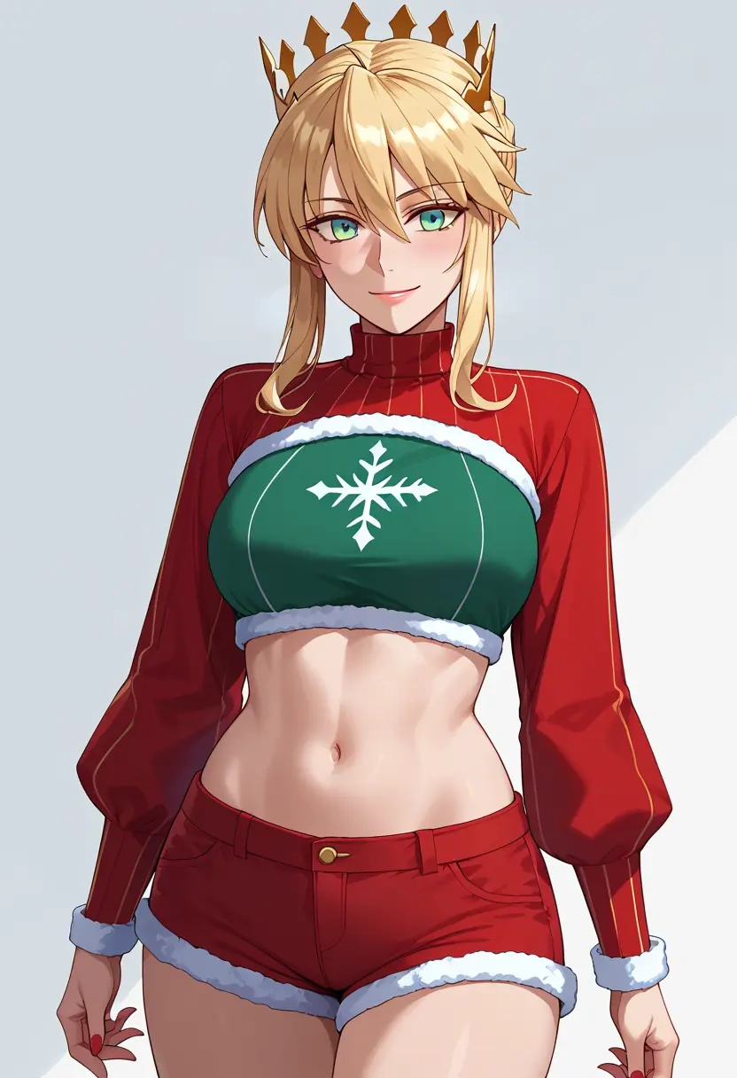 fate_(series),artoria_pendragon_(lancer)_(fate),Christmas,red velvet shorts  - 