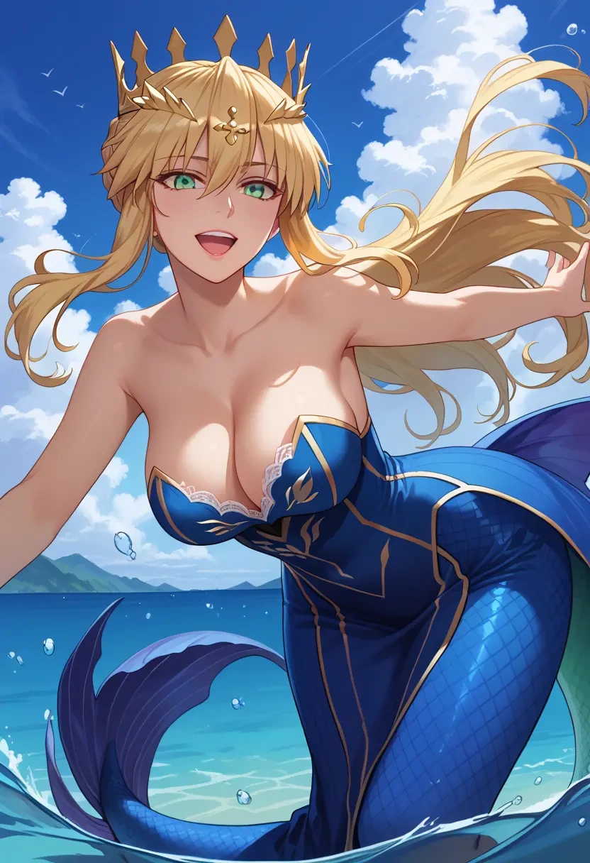 fate_(series),artoria_pendragon_(lancer)_(fate),gown,strapless,mermaid silhouette  - 