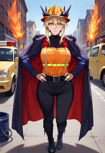 fate_(series),artoria_pendragon_(lancer_alter)_(fate),firefighter  - AI generated anime art