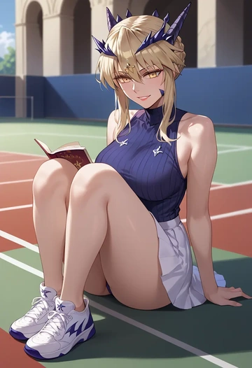 fate_(series),artoria_pendragon_(lancer_alter)_(fate),tennis skirt  - AI generated anime art