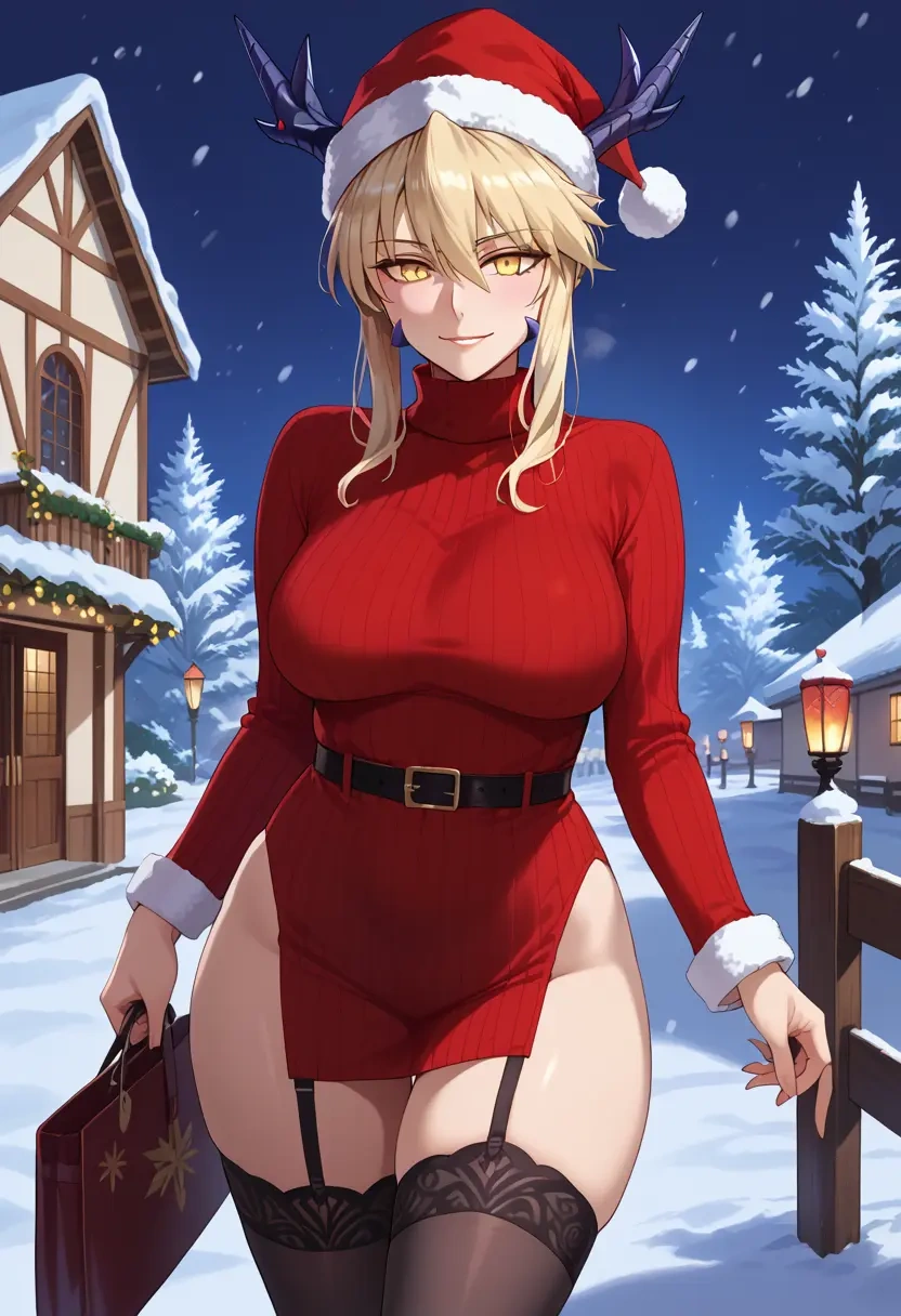 fate_(series),artoria_pendragon_(lancer_alter)_(fate),sweater,stockings,Thigh garters  - 