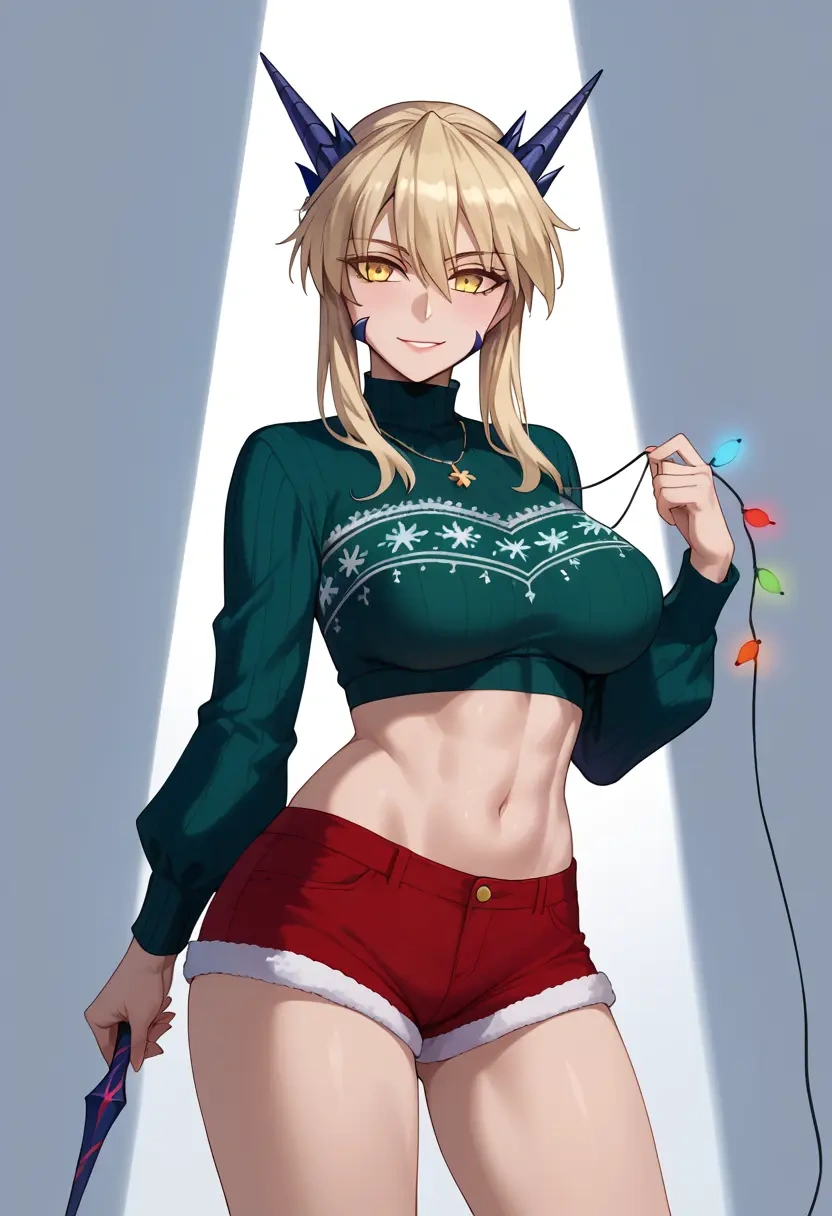 fate_(series),artoria_pendragon_(lancer_alter)_(fate),Christmas,red velvet shorts  - 