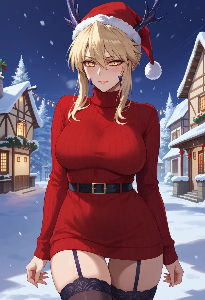 fate_(series),artoria_pendragon_(lancer_alter)_(fate),sweater,stockings,Thigh garters  - 