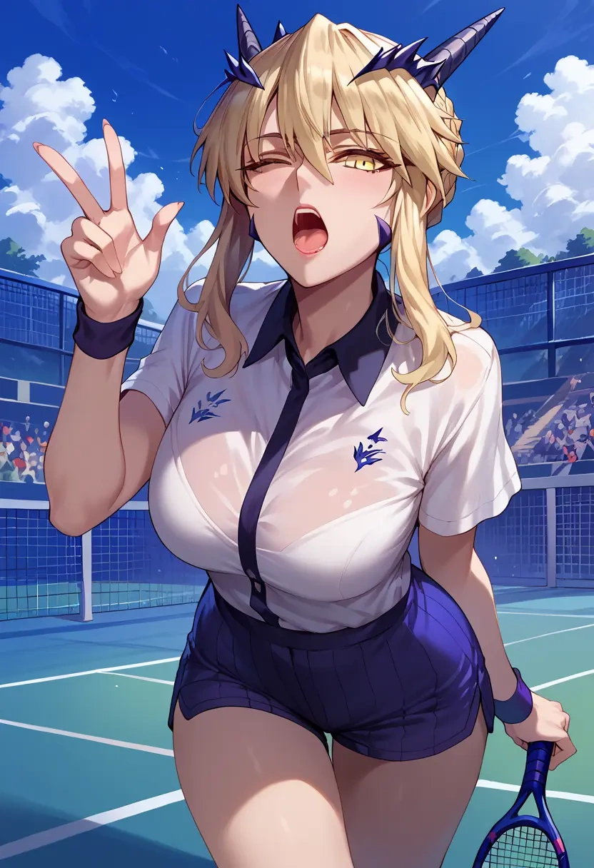 fate_(series),artoria_pendragon_(lancer_alter)_(fate),tennis polo,skort  - 