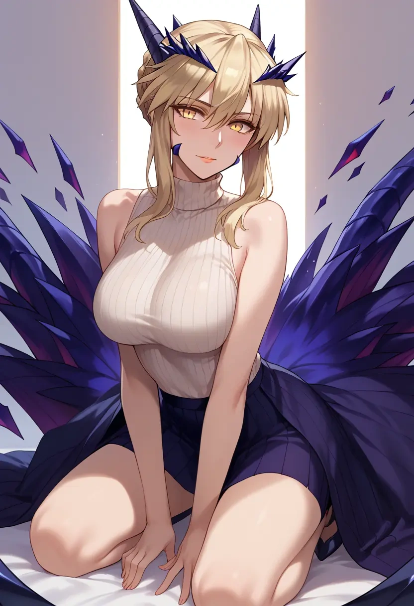 fate_(series),artoria_pendragon_(lancer_alter)_(fate),turtleneck,knit,maxi skirt  - 