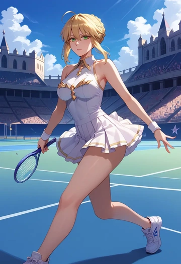 fate_(series),artoria_pendragon_(swimsuit_ruler)_(fate),tennis skirt  - AI generated anime art