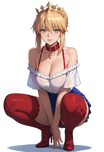 fate_(series),artoria_pendragon_(swimsuit_ruler)_(fate),collar,oversized,Thigh garters  - AI generated anime art