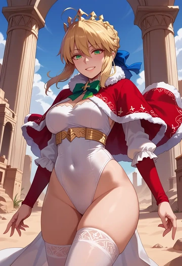 fate_(series),artoria_pendragon_(swimsuit_ruler)_(fate),Christmas,sexy, stockings,  - AI generated anime art