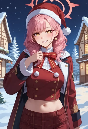 blue_archive,aru_(blue_archive),Christmas,plaid trousers  - AI generated anime art