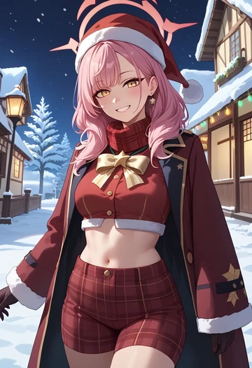 blue_archive,aru_(blue_archive),Christmas,plaid trousers  - AI generated anime art