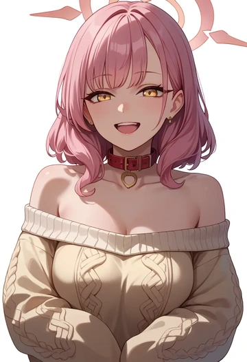 blue_archive,aru_(blue_archive),sweater,off-shoulder,collar  - AI generated anime art